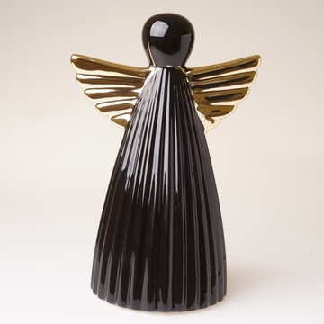 КЕРАМИЧЕСКАЯ ФИГУРКА АНГЕЛА ЧЕРНО-ЗОЛОТАЯ МИНИ 7 СМ