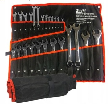 Klucze płasko-oczkowe 6-32mm 25szt. ZESTAW KLUCZY NA PŁACHCIE +ETUI KD10920