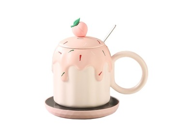 Podgrzewacz do kubka z USB Kawy Duzy kubek ceramiczny 380 ml Prezent zestaw