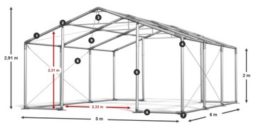 Гараж с палаткой для хранения 5x6 м DAS 580 WP