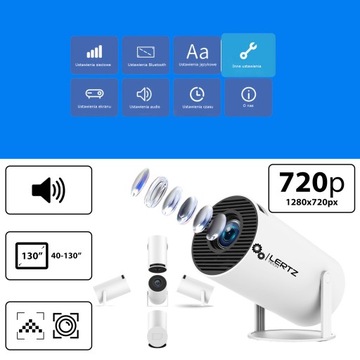 RZUTNIK PROJEKTOR ANDROID TV WIFI FULL HD PRZENOŚNY SMART GŁOŚNIK OSTROŚĆ +