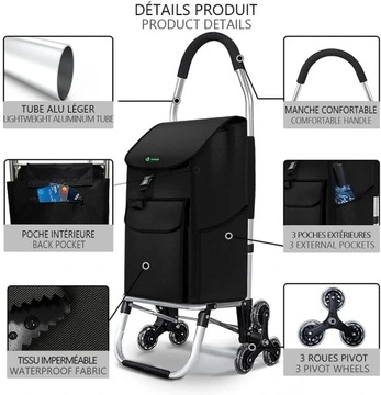 Тележка для покупок, черный полиэстер