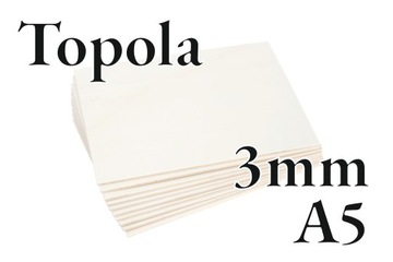 10x Sklejka Topolowa - Topola - 3mm – A5 210x148mm - Onlywood