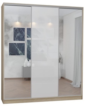 SZAFA 3D1L 190x250 WYSOKA SONOMA- lustro + lacobel