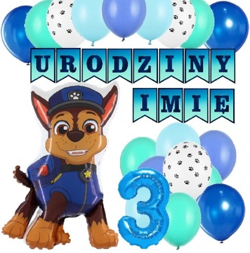 BALONY na urodziny 1-9 PSI PATROL + IMIĘ zestaw XL