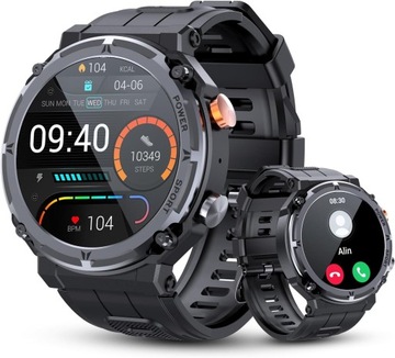 ZEGAREK TAKTYCZNY BLUETOOTH, FITNESS TRACKER 1.39'', 111 TRYBÓW SPORTOWYCH