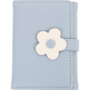Mały niebieski portfel-karta z kwiatkiem Miss