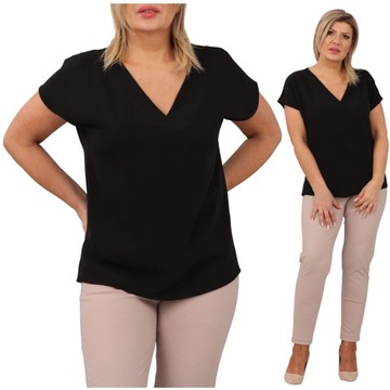 POLSKA Gładka modna bluzka plus size PREMIUM