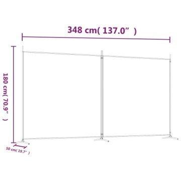 Ширма 2-панельная, коричневая, 348х180 см, ткань