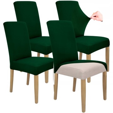 ZESTAW 4SZT. POKROWCE POKROWIEC NA KRZESŁO BUTELKOWA ZIELEŃ ELASTYCZNY