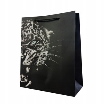 CZARNA TORBA PREZENTOWA KOTY 26x32CM RÓŻNE WZORY