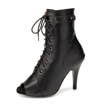 ТАНЦЕВАЛЬНЫЕ ТУФЛИ НА ВЫСОКИХ КОЖАНЫХ ЗАВЯЗКАХ, 10см