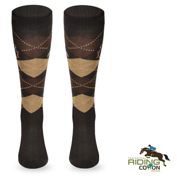Коричневые элегантные носки с ромбами для верховой езды