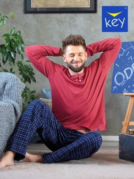 МУЖСКАЯ ПИЖАМА С ФЛАНЕЛЕВЫМИ БРЮКАМИ KEY 1451 XXL