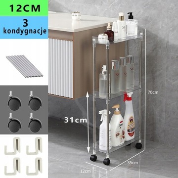 Мобильная полка на колесах для кухни, ванной комнаты, многофункциональная тележка, узкая, 12 см