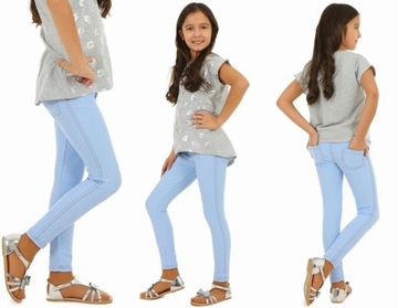 Kolorowe legginsy getry jeansowe - 122 BŁĘKIT