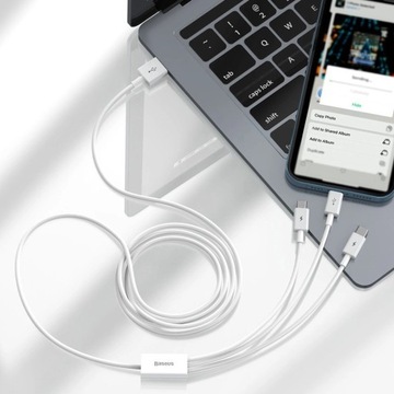 Кабель Baseus 3в1 USB — Lightning/USB Type C/micro USB 3,5 А 1,5 м