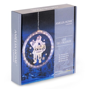 AmeliaHome Новогоднее украшение СВЕТОДИОДНЫЙ ВИТРАЖ САНТА