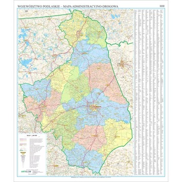Województwo podlaskie mapa ścienna arkusz laminowany