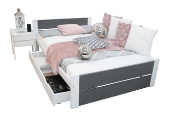 Łóżko LEA 100x200 białe szare + stelaż MATERAC