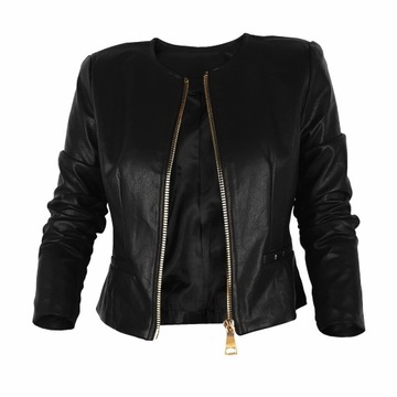 # DAMSKA KURTKA Eko Skóra CHANELKA Żakiet - BLACK - Plus - Size #