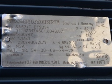 Мотор-редуктор SEW 1,1 кВт 47 об/мин