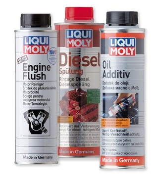 ZESTAW LIQUI MOLY ENGINE FLUSH 0,3l, DIESEL SPULUNG 0,5l, OIL ADDITIV 0,3l