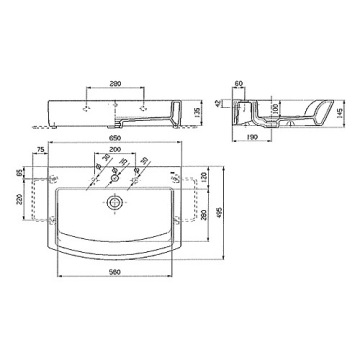 Прямоугольный настенный умывальник Roca Hall