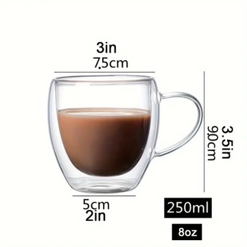 Кофейный стакан с двойным дном и стенкой для латте, кофе, чая, 250 мл, 1 шт.