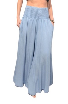 Jeansowe Lekkie SPÓDNICO SPODNIE Długie Oversize