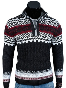 SWETER Wzór Norweski N67 Antracyt__L_PRODUKT_PL