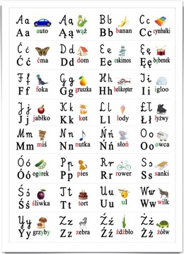 Plakat edukacyjny ALFABET litery A3 + RAMKA