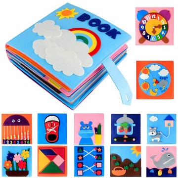 MONTESSORI SENSORYCZNA EDUKACYJNA KSIĄŻKA 3D PERSONALIZOWANA MANIPULACYJNA