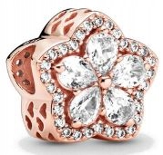 Lśniący charms kwiat rose gold srebro 925