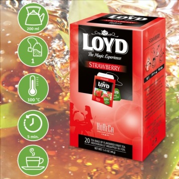 Чай фруктовый в конвертиках Horeca Strawberry для гастрономии 20т LOYD