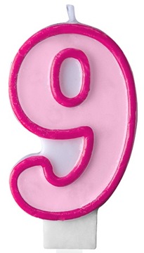 ŚWIECZKA URODZINY CYFRA 9 DZIEWIĘĆ NA TORT RÓŻOWA
