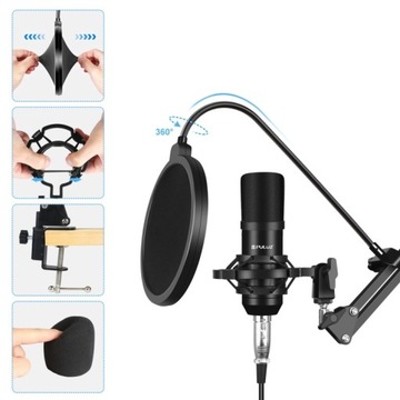 USB-конденсаторный студийный микрофон PULUZ Gaming Studio Broadcast Pop Filter