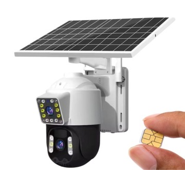 ZEWNĘTRZNA KAMERA SOLARNA 4K DWA OBIEKTYWY 4G KARTA SIM 8MP APLIKACJA