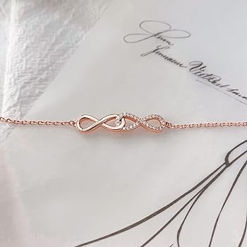 BRANSOLETKA DAMSKA ZNAKI NIESKOŃCZONOŚCI CYRKONIE 19CM