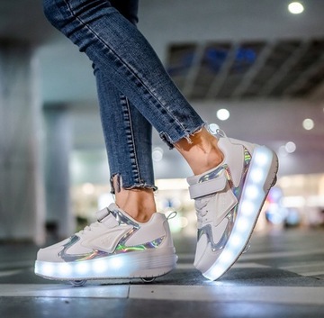 РОЛИКОВАЯ ОБУВЬ СПОРТИВНАЯ ОБУВЬ С РОЛИКАМИ РОЛИКОВАЯ ОБУВЬ LED РОЛИКЫ РОЛИКИ ИЗ ПОЛЬШИ HOLO 36