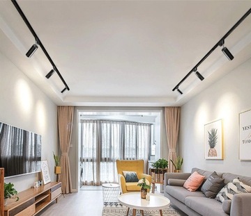 4 черных светодиодных светильника GU10, трехфазная шина