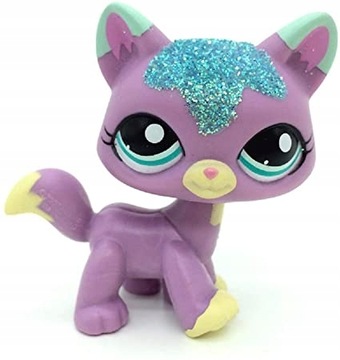 LPS Littlest Pet Shop KOTEK fioletowy z brokatem