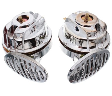MOTOCYKLOWY KLAKSON CHROM DWUTONOWY SLIMAK 12V 2X