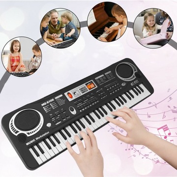 ELEKTRONICZNE CYFROWY INSTRUMENT MUZYCZNY FORTEPIAN Z MIKROFONEM, PREZENT