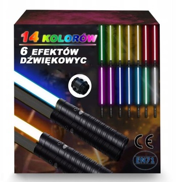 2IN1 STAR WARS ZABAWKOWY MIECZ ŚWIETLNY ŚWIECĄCY Z DŹWIĘK METALOWY 14KOLOR
