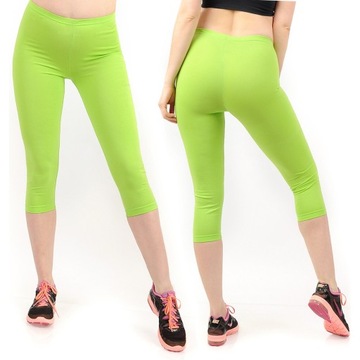 Legginsy damskie 3/4 bawełna Rybaczki Krótkie getry Polskie LIMONKA XL