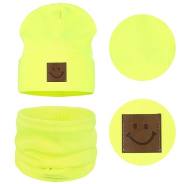 CZAPKA i KOMIN DZIECIĘCY Komplet Zestaw Dziecka BAWEŁNA 95% 40-46 NEON