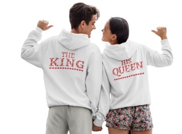 Zestaw Bluzy z Kapturem Dla Par Prezent King Queen