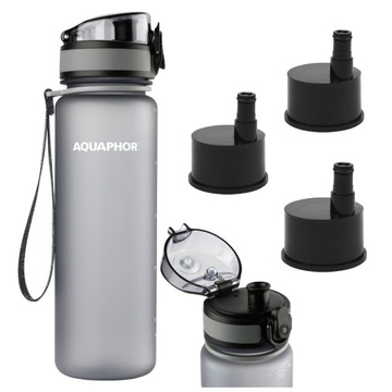 Butelka z filtrem Aquaphor City Szara Bidon 0,5L Filtr Węglowy 3 Wkłady