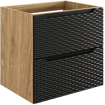 RYFLOWANA szafka pod umywalkę 60 cm OCEAN BLACK 82-60-2S z szufladami DĄB